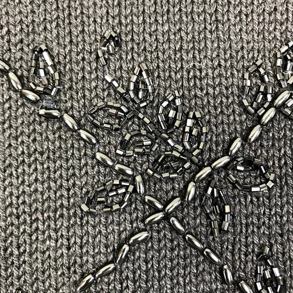 TIARA Embroidery Knit Cardigan Women XL Black Retro Nostalgia VTG Clasic Holiday - Picture 6 of 9